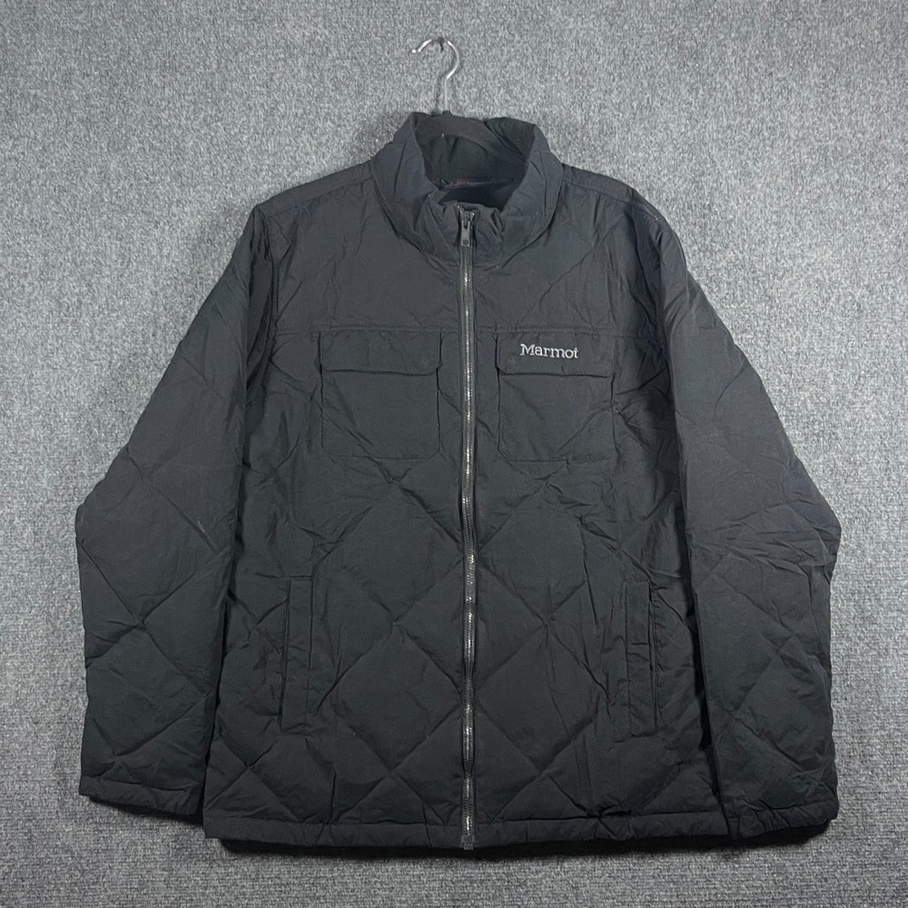 Marmot Black Quilted Burdell Down 600 Fill Puffer Jacket Mens Size Large #3261